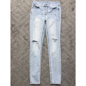 Seven 7 Jeans Womens 6 Blue Tummyless High Rise Skinny Distressed